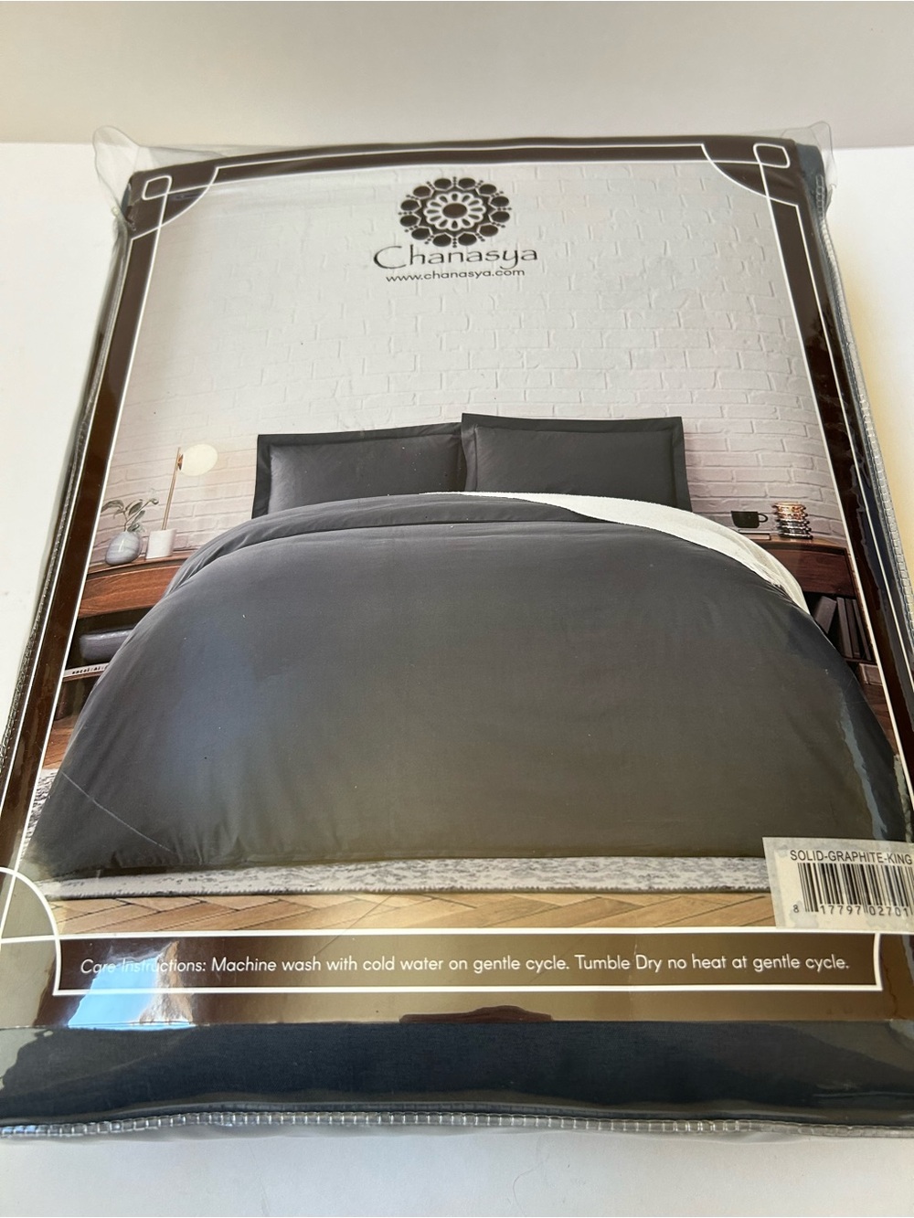 Solid Graphite King Duvet Cover Set - Graphite - Picture 6 of 6